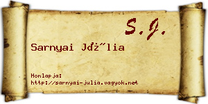 Sarnyai Júlia névjegykártya